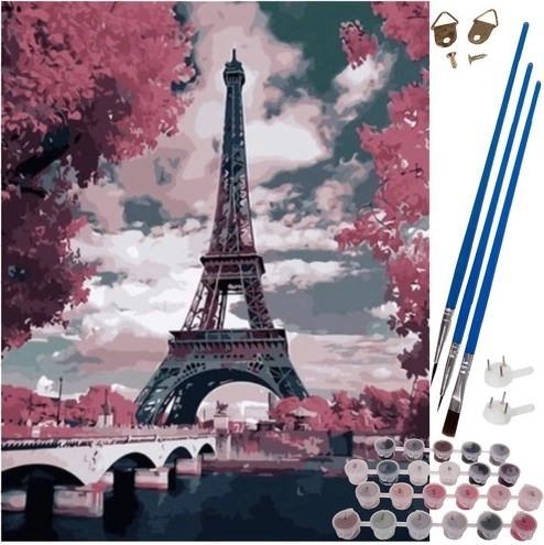 Számozott kifestő 40 × 50 cm – Eiffel-torony, feszített vásznon
