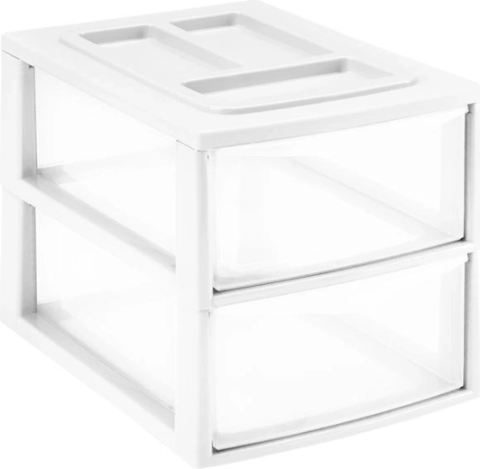 Műanyag polc két fiókkal 38 × 27 × 26 cm