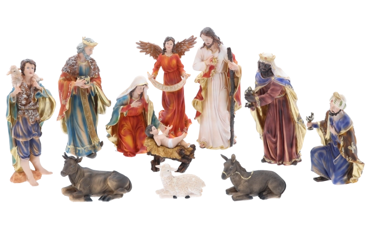 Karácsonyi betlehem – 11 darabos polirezin figura szett, 46 cm-ig