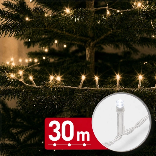 30 m-es LED fényfüzér 600 LED-del, meleg fehér