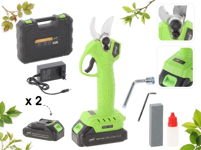 Akkumulátoros kerti metszőolló 30 mm, 600 W, 21 V