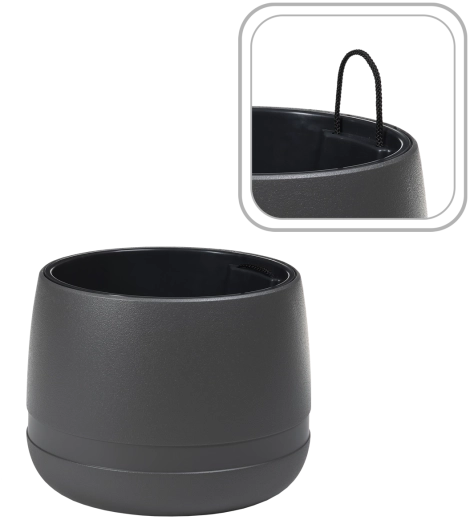 Lamela KOMA WAZA virágtartó, 35 cm, antracitszürke