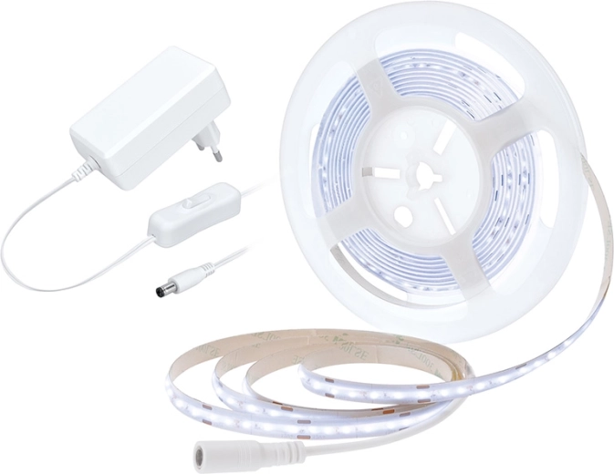 Solight LED COB szalag adapterrel és kapcsolóval 5 m 8 W/m hideg fehér