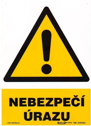 Biztonsági tábla Sérülésveszély A4 műanyag