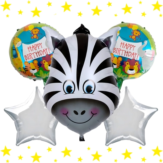 Zsiráfos születésnapi lufiszett, állatos bulihoz, 5 db