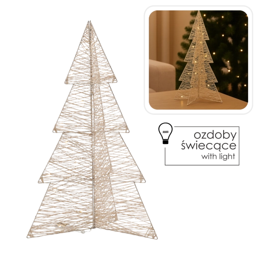 világító karácsonyfa LED 75 cm pezsgőarany színben