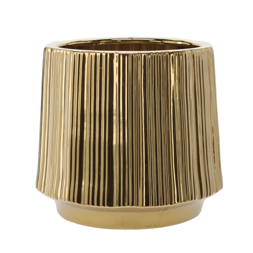 Kerámia kaspó 44 × 44 × 40 cm arany, csíkos
