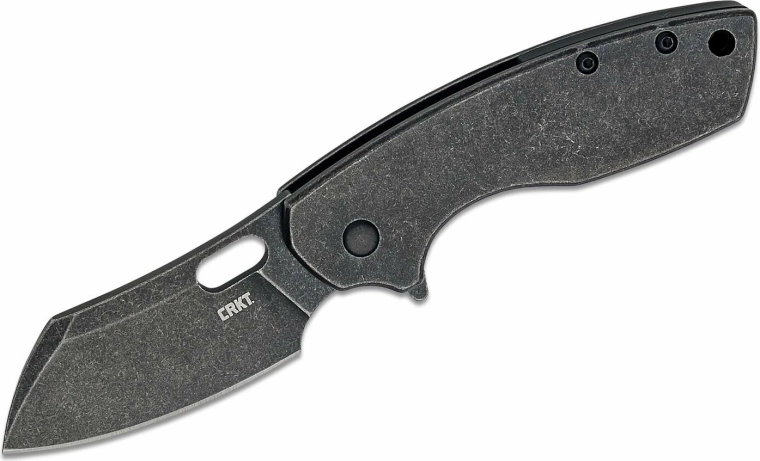 CRKT Pilar Large Black zsebkés 6,8 cm, Black Stonewash, teljesen fémből