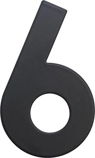 Házszám 6, 75 mm, rozsdamentes acél, matt fekete