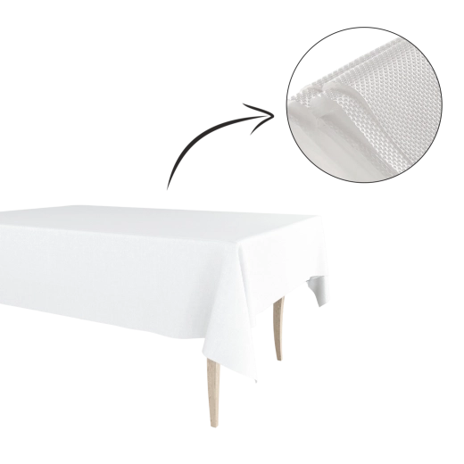 Fehér moletírozott fólia terítő 120 × 125 cm