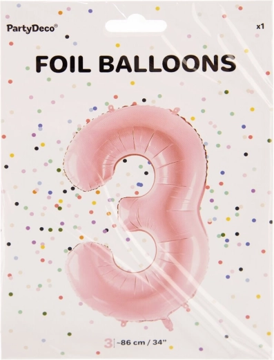 Rózsaszín fólia lufi 3-as szám 86 cm