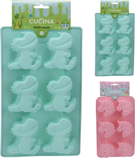 Silikon sütőforma 6 darabhoz – egyszarvú vagy dinoszaurusz, 27,5 cm