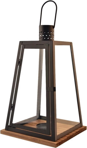 Fekete dekoratív fém-fa lámpás 60 cm