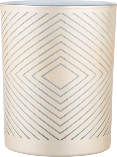 Bézs-fehér üveg mécsestartó geometrikus mintával 10 × 12,5 cm