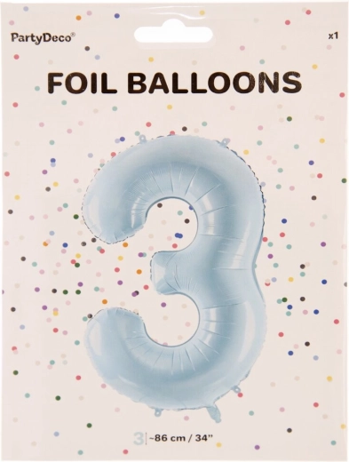 Fólia lufi 3-as szám, kék, 86 cm