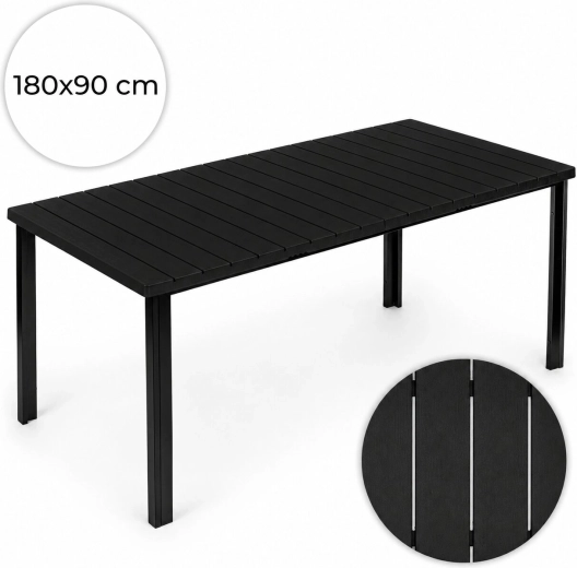 MultiGarden kerti asztal 180 × 90 cm, 6–8 fő részére, fekete