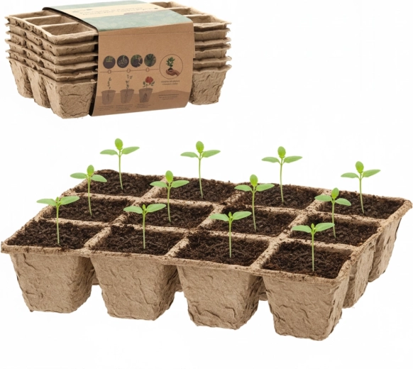 6 darab biológiailag lebomló palántanevelő tálca 21 × 17 × 4,5 cm
