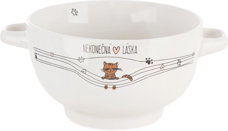 Kerámia tálka „Végtelen szerelem” macska motívummal, 14 cm