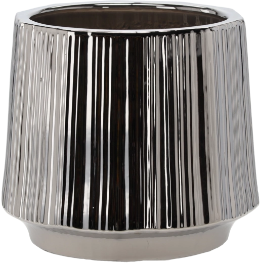 Kerámia kaspó 44 × 44 × 40 cm, ezüst, csíkos