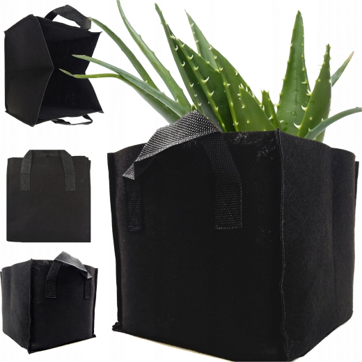 Textil növénytermesztő zsák fogantyúkkal, 26,5 l, fekete