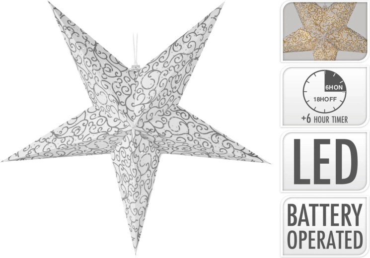 Összecsukható fénycsillag 60 cm LED-del és időzítővel