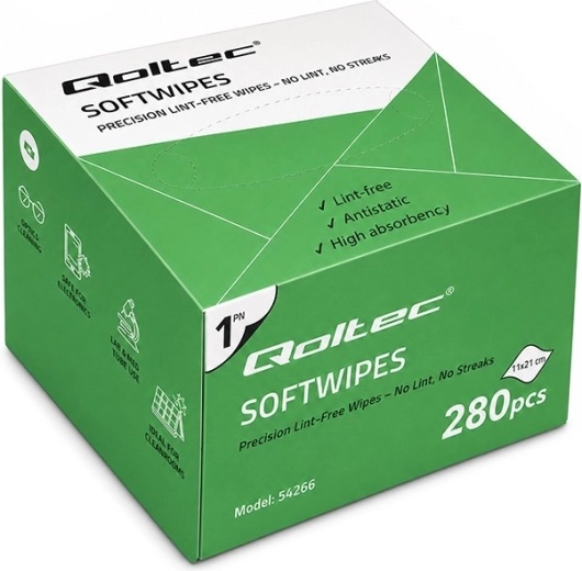 Qoltec pormentes törlőkendők optikai szálakhoz, 280 db