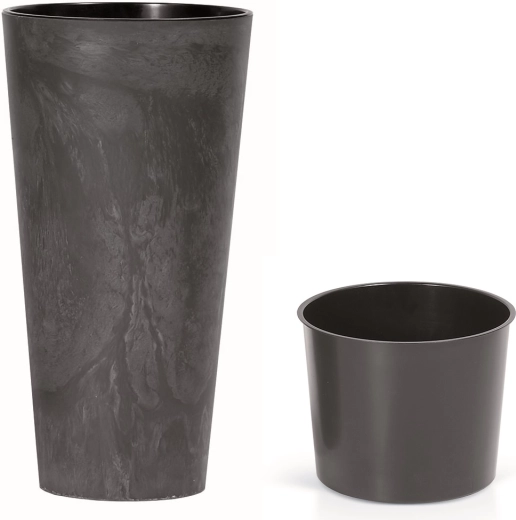 Tubus Slim Betonhatású virágcserép betéttel, 30 cm, antracit