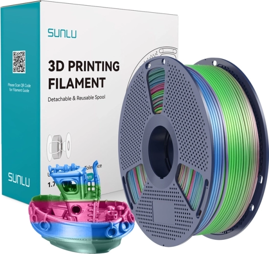 Sunlu PLA+ silk szivárvány filament 3D nyomtatáshoz 1,75 mm 1 kg