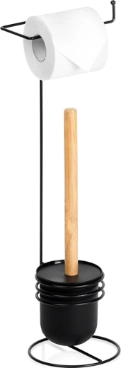 WC-papírtartó állvány kefével, fekete, 53 cm