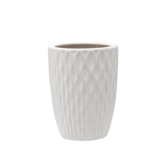 Fényes fehér kerámia kaspó 24,5 × 24,5 × 33 cm