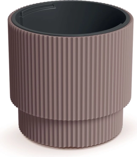 Műanyag bordázott virágcserép betéttel, 39,5 cm, marsala