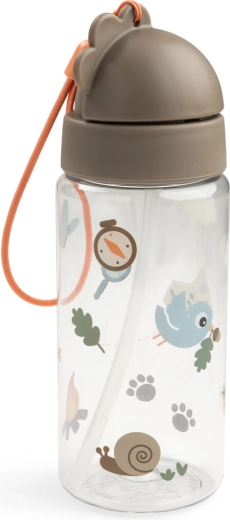 Done by Deer Tiny trails homokszínű itatópalack felhajtható szívószállal 350 ml