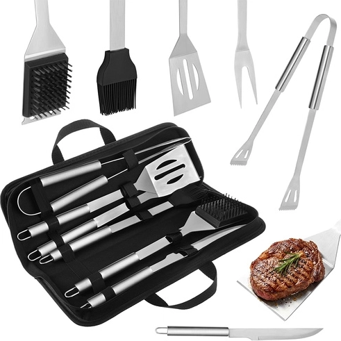 Kaminer rozsdamentes acél grill eszközkészlet tokkal (6 db)