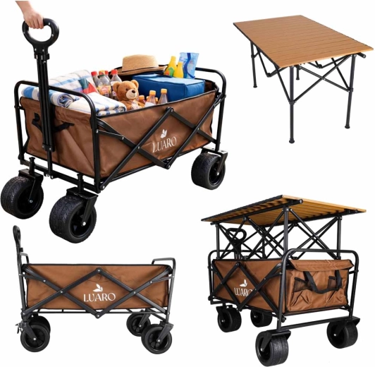 Összecsukható szállítókocsi LUARO 2 az 1-ben asztallal