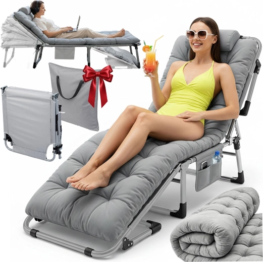 Összecsukható túraágy és kerti nyugágy ChillWell Dream – szürke