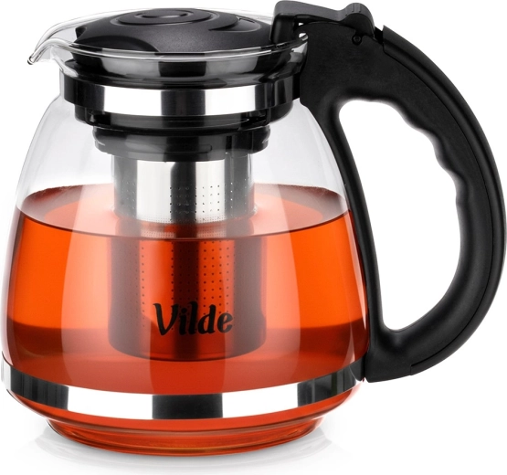 Üveg teáskanna rozsdamentes szűrővel, 1,5 l