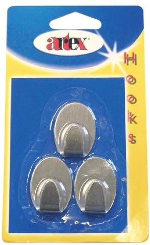 Öntapadós ovális rozsdamentes acél akasztók, kicsi – 3 db