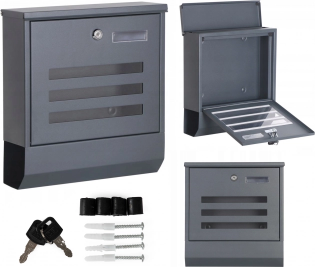 ModernHome postaláda újságtartó tubussal, horganyzott acél, antracit