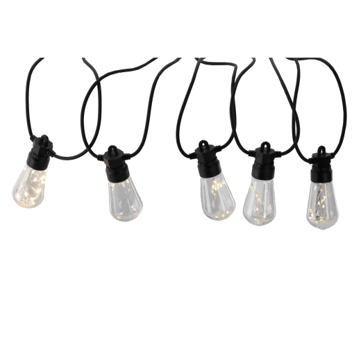 Kerti fényfüzér 20 m, 20 LED, meleg fehér, IP44, 12 V rögzítőkkel