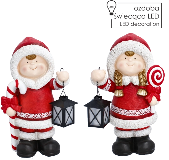 Karácsonyi gyermekfigura LED lámpással 40 cm - 1 db