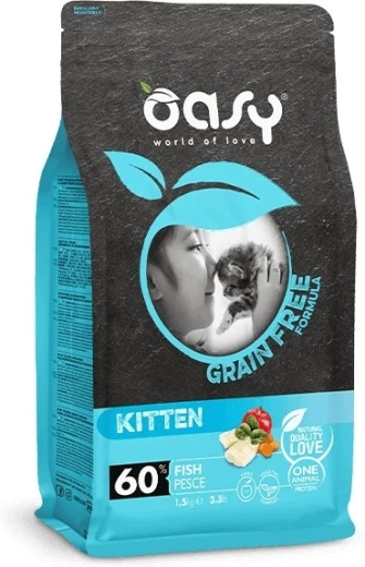Oasy Grain Free Kitten Fish 0,3 kg – gabonamentes száraztáp kölyökmacskáknak
