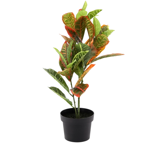 Műnövény cserépben, 58 cm – élethű, tarka levelek