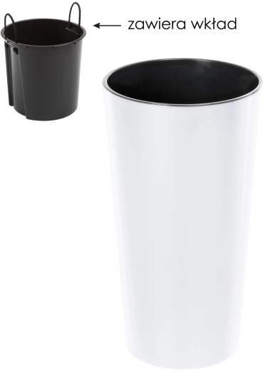 Lilia virágtartó 30 cm betéttel – fehér, fényes felület