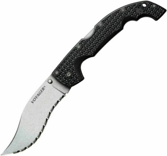 Cold Steel Extra Large Voyager Vaquero Serrated összecsukható kés, fekete