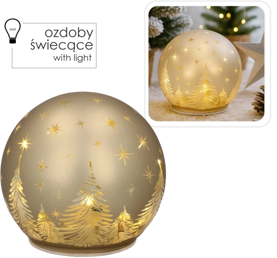 Üveg arany LED gömb csillagos égbolt hatással 12 × 11 cm