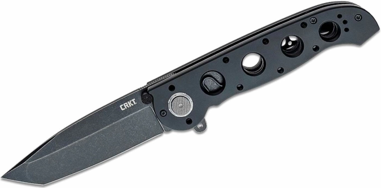 CRKT M16-04DB Tanto zsebkés 9,9 cm, Black Stonewash, fekete alumínium