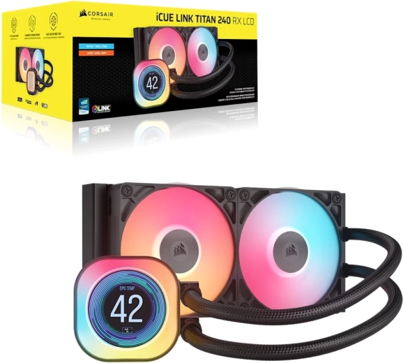 Corsair iCUE Link Titan 240 RX RGB AIO processzor vízhűtés 240 mm-es LCD-vel