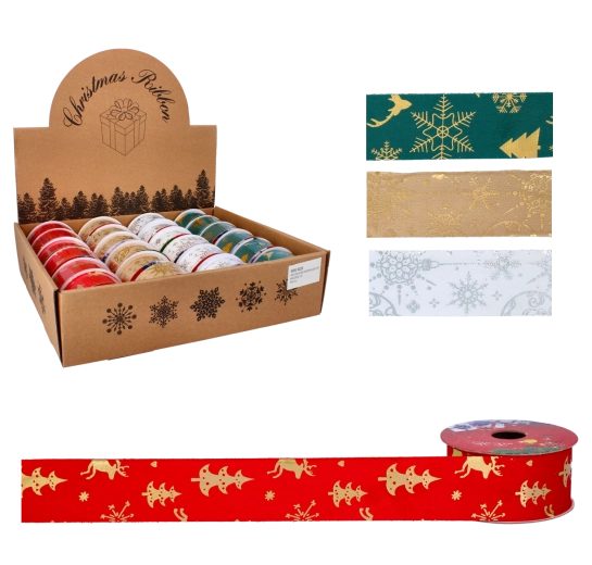 Karácsonyi dekoratív szalag 3,8 cm × 2,7 m – színkeverék