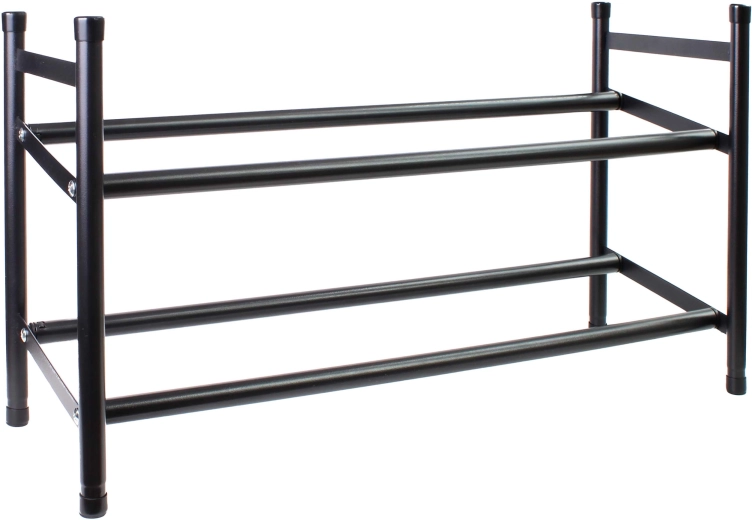 Állítható fekete, kétszintes vas cipőtartó