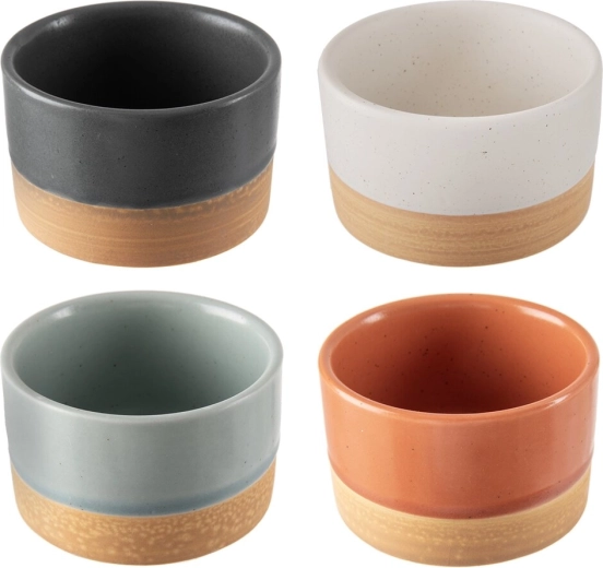 4 darabos, 6,5 cm átmérőjű kőedény tálka szett